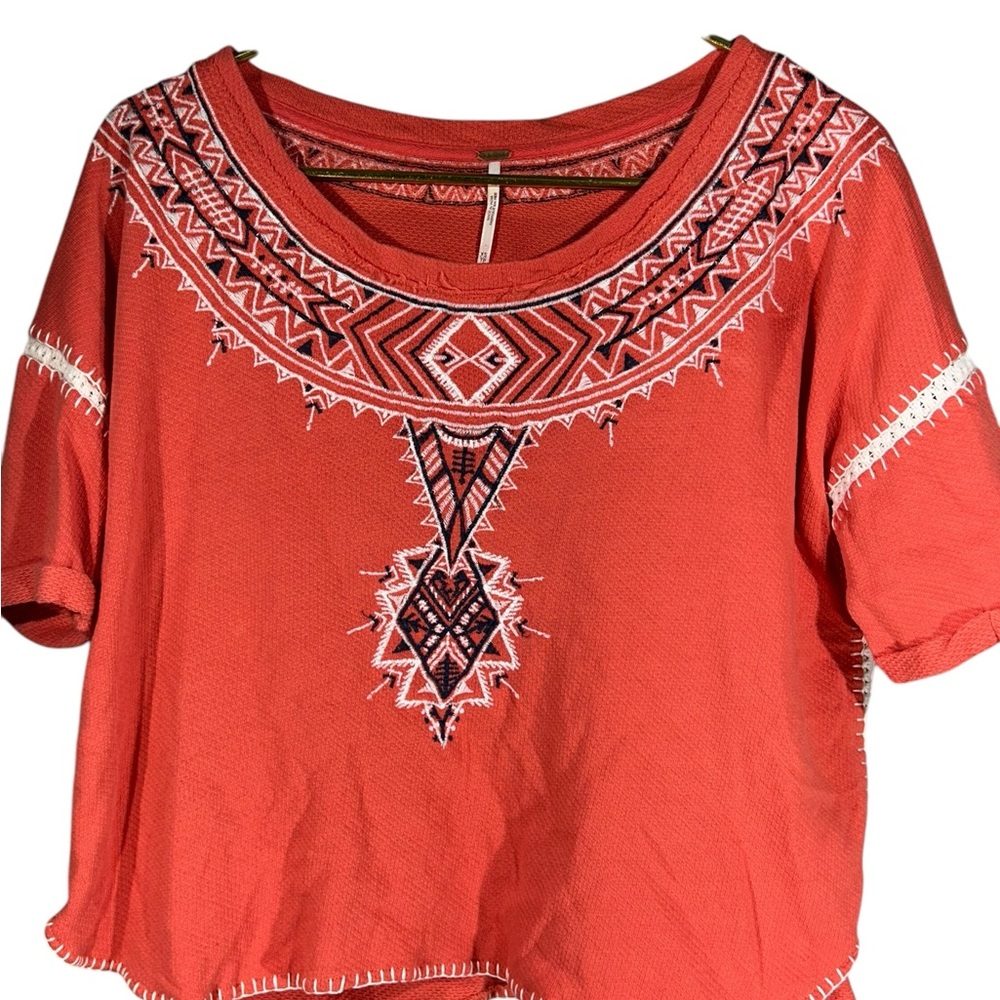 Free People Red Women's embroidered top